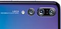 Die Huawei P20 Pro Triple-Kamera, von Links nach Rechts: 27 mm F1,6 20 Megapixel Monochrom-Kamera, 27 mm F1,8 40 Megapixel Farbkamera, 80 mm F2,4 acht Megapixel Tele-Kamera. [Foto: Huawei]