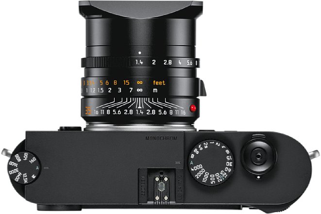 Bild Die Leica M10 Monochrom ist auch auf der Oberseits nur dezent graviert. [Foto: Leica]