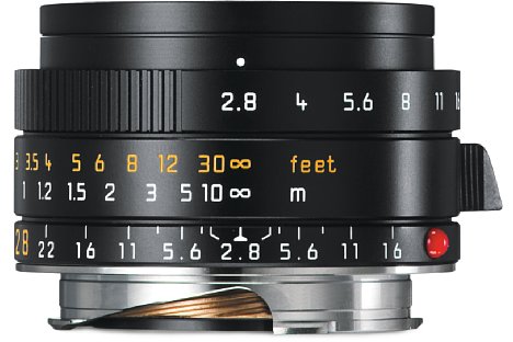 Bild Das neue Leica Elmarit-M 1:2.8/28 mm Asph. besitzt eine sehr geringe Verzeichnung und ragt nur minimal in den Sucher der M. [Foto: Leica]