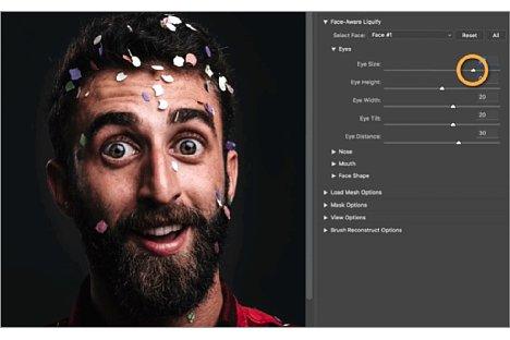 Bild Die "Face-Aware Liquify"-Funktion erlaubt umfassende Änderungen an der Gesichtsanatomie mit wenigen Arbeitsschritten. [Foto: Adobe]