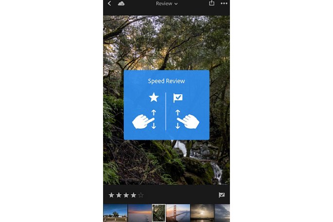 Bild Das Lightroom Mobile Update auf Version 2.7 der iOS App unterstützt Fingergesten, um schneller Bilder bewerten zu können. [Foto: Adobe]