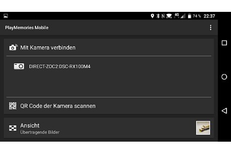 Bild Die Sony PlayMemories Mobile App bietet verschiedene Wege, sich mit der Kamera zu verbinden. Neben der Nutzung von NFC kann ein QR-Code gescannt werden, auch eine manuelle Verbindung stellt kein Problem dar. [Foto: MediaNord]