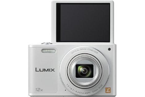 Bild Neu ist die Möglichkeit, den Bildschirm der Panasonic Lumix DMC-SZ10 um bis zu 180 Grad nach oben und damit für Selfies nach vorne zu klappen. [Foto: Panasonic]
