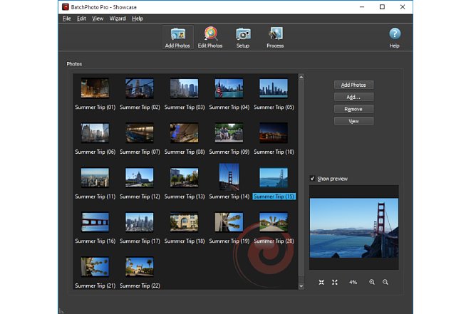 Bild Im ersten Schritt des BatchPhoto Workflows werden die zu bearbeitenden Bilder ausgewählt. [Foto: Bits%Coffee]