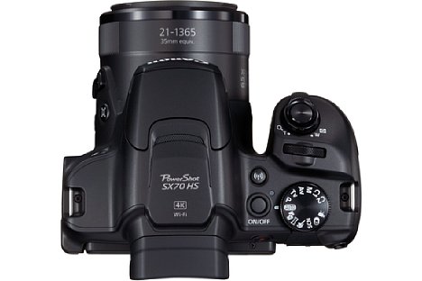 Bild Das Programmwählrad der Canon PowerShot SX70 HS bietet direkten Zugriff auf die wichtigsten Aufnahmeprogramme und sogar zwei benutzerdefinierbare Programme. [Foto: Canon]