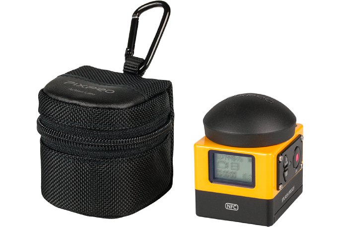 Bild Zusätzlich zur Schutzkappe wird zur Kodak Pixpro SP360 noch eine praktische Schutztasche mitgeliefert. [Foto: MediaNord]