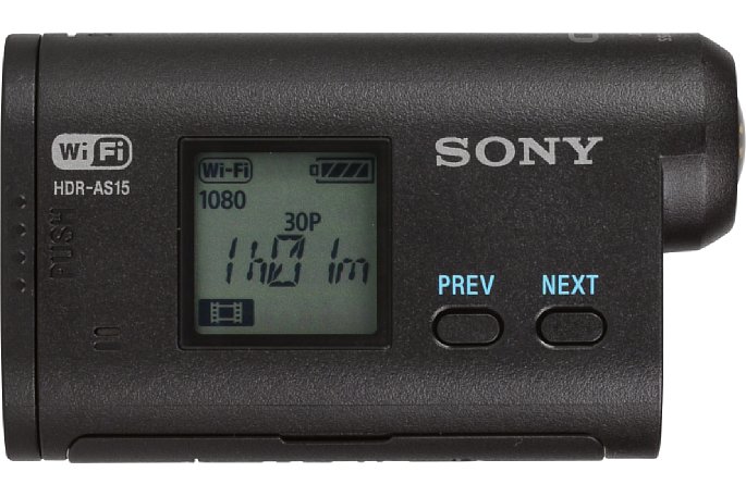 Bild Das Display der Sony HDR-AS15 Action-Cam gibt Aufschluss über den Akkuladestand, die Filmrestdauer und welche Einstellungen vorgenommen wurden. [Foto: MediaNord]