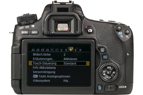 Bild Im Gegensatz zur 750D verfügt die Canon EOS 760D auf der Rückseite über ein zweites Einstellrad sowie einen Näherungssensor am Sucher, der das Display aber nur ohne aktiviertes Live-View abschaltet. [Foto: MediaNord]