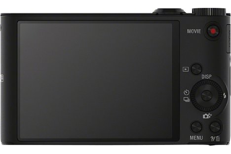 Bild Der ebenfalls 460.800 Bildpunkte auflösende Bildschirm der Sony Cyber-shot DSC-WX350 bringt es auf eine Diagonale von 7,5 Zentimeter. [Foto: Sony]