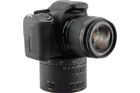 Bild Bis zu 1500 Gramm schwere Kamera-Objektiv-Kombinationen kann der ePano II 360 DSLR problemlos bewegen. [Foto: Rollei]