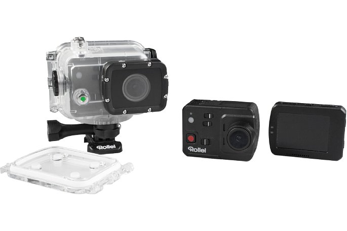 Bild Rollei Actioncam 6S WiFi: Das Schutzgehäuse ist bis zu 100 Metern wasserdicht. Es gibt zwei Rückseiten für die Verwendung mit oder ohne Monitor. [Foto: Rollei]
