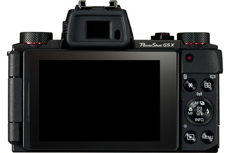 Bild Der dreh- und schwenkbare Touchscreen lässt sich zum Schutz der Bildschirmoberfläche auch umgedreht an die Canon PowerShot G5 X klappen. [Foto: Canon]