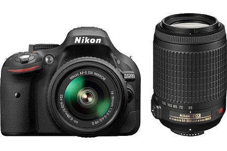 Nikon D5200 mit AF-S 18-55 mm VR und 55-200 mm VR. [Foto: Nikon]