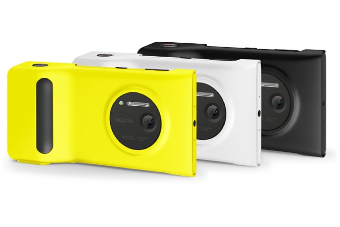 Bild Den Nokia Lumia 1020 Kamerahandgriff gibt es ebenfalls passend für jede Farbvariante in Gelb, Weiß und Schwarz, so dass beides Zusammen dann eine Einheit bildet. [Foto: Nokia]