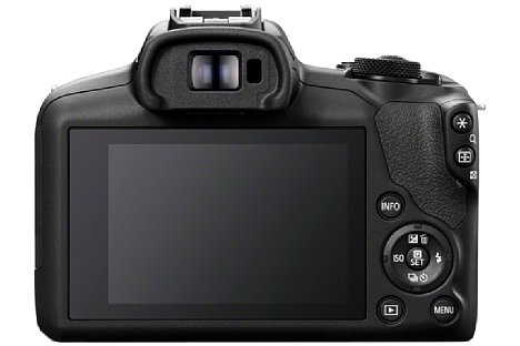 Bild Der feststehende Touchscreen der Canon EOS R100 nimmt einen Großteil der Kamerarückseite ein. [Foto: Canon]