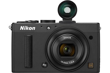 Bild Die Nikon Coolpix A kann optional mit dem optischen Sucher DF-CP1 nachgerüstet werden. [Foto: Nikon]