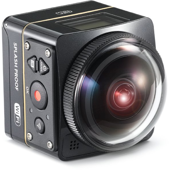 Bild Vier Bedienelemente besitzt die Kodak Pixpro SP360-4K: Neben Ein-/Aus-Taste, Modus-Wähler und Menü-Taste (beide gleichzeitig Pfeil-Tasten zur Menü-Bedienung) sowie Auslöser gibt es jetzt (neu gegenüber dem Vorgängermodell) eine separate WiFi-Taste. [Foto: JK Imaging]