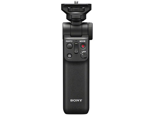 Bild Der Handgriff Sony GP-VPT2BT besitzt Tasten für Fotoaufnahme, Videoaufnahme, Zoom-Bedienung und die C1-Funktionstaste. Der Lock-Schalter blockiert die Tasten bei Bedarf (z. B. beim Transport). [Foto: Sony]