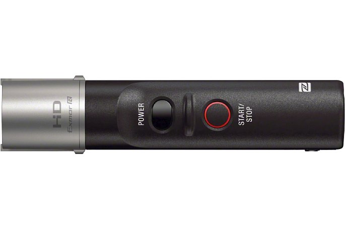 Bild Oberseite des Sony HDR-MV1 mit dem Ein-/Aus-Schalter und dem Aufnahmeknopf. [Foto: Sony]