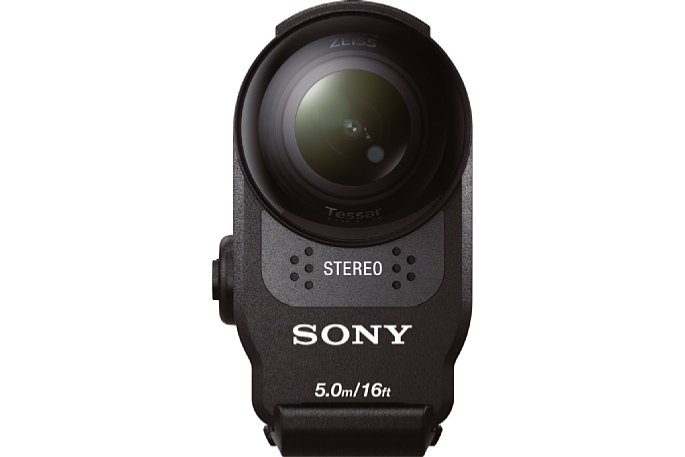 Bild Die Vorderseite des Schutzgehäues der Sony HDR-AS200V besitzt eine Membran. So dringt der Ton ins Gehäuse ans Stereomikrofon. [Foto: Sony]