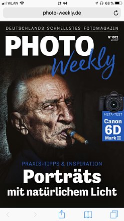 Bild PhotoWeekly Ausgabe 2 (Kalenderwoche 45 2017) enthält unter anderem ein Special mit Fotograf Trevor Cole, der erklärt, wie seine beeindruckenden Porträts entstehen. [Foto: MediaNord (Screenshot)]