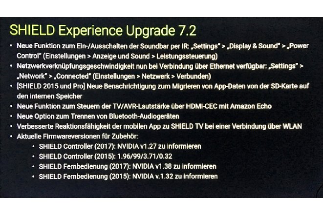Bild Nvidia Shield Experience Upgrade 7.2: Selbst die alte Version von 2015 bekommt noch dieselben Updates und diese umfassen auch die Gaming-Controller und Fernbedienungen. [Foto: MediaNord]