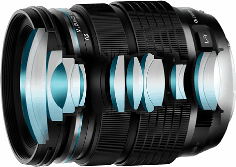 Bild Der optische Aufbau des OM System 12-40 mm F2.8 ED Pro II ist zwar identisch zum Vorgängermodell von Olympus, die Linsenoberflächen sind aber glatter und mit der neuen ZERO-Vergütung versehen. [Foto: OM Digital Solutions]