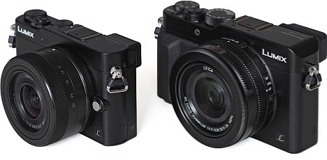 Bild Nicht nur Im Vergleich zur Lumix DMC-LX100 (rechts im Bild) fällt die Panasonic Lumix DMC-GM5 recht kompakt aus. [Foto: MediaNord]