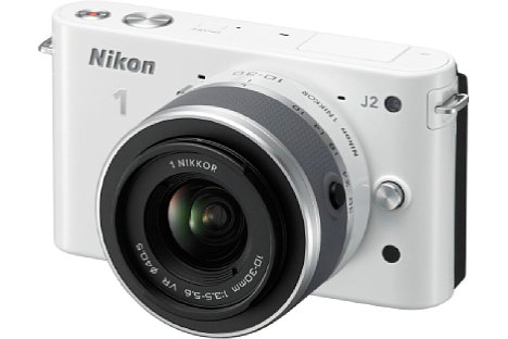 Bild Sehr schick sah die Nikon 1 J2 in Weiß aus. In der Farbe kam auch die von uns getestete Kamera. [Foto: Nikon]