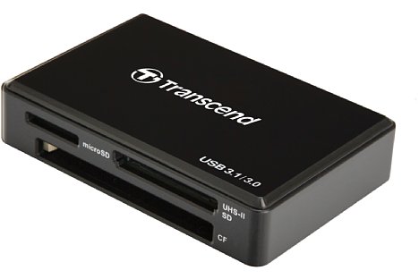 Bild Der Kartenleser Transcend TS-RDF9 wird per USB-Kabel angeschlossen. Er unterstützt nicht nur SD- und Micro-SD-Karten, sondern auch MemoryStick und CompactFlash. Zudem liest er UHS-II-SD-Karten besonders schnell aus. [Foto: Transcend]