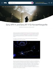 Bild MPB-Website mit Artikel "Sony A7R IV und Sony A7 III für Konzertfotografie". [Foto: MBP; Screenshot: MediaNord]