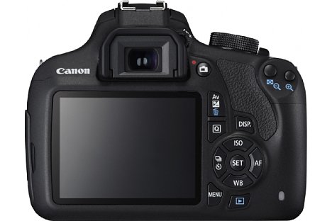 Bild Die Canon EOS 1200D besitzt nicht nur den klassischen Spiegelreflexsucher mit 9-Punkt-Autofokus, sondern auch Live-View auf dem 7,5 Zentimeter großen Bildschirm mit 460.000 Bildpunkten Auflösung. [Foto: Canon]
