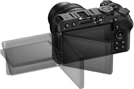 Bild Dank dreh- und schwenkbarem Touchscreen kann mit der Nikon Z 30 aus allen erdenklichen Perspektiven fotografiert und gefilmt werden. [Foto: Nikon]