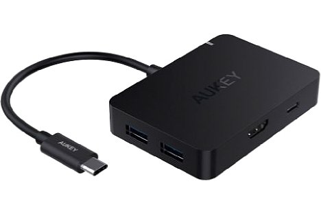 Bild Aukey CB-C58 vierfach USB-C USB 3.0-Hub mit HDMI Anschluss und Stromversorgung. [Foto: Aukey]