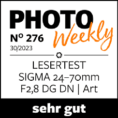 Bild PhotoWeekly Lesertest Testlogo sehr gut für Sigma 24-70 mm. [Foto: New C.]
