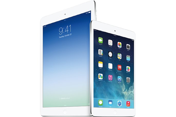 Bild Beim iPad Air (links) und iPad mini mit Retina Display (rechts) belässt es Apple bei einer 5-Megapixel-Kamera. [Foto: Apple Inc.]