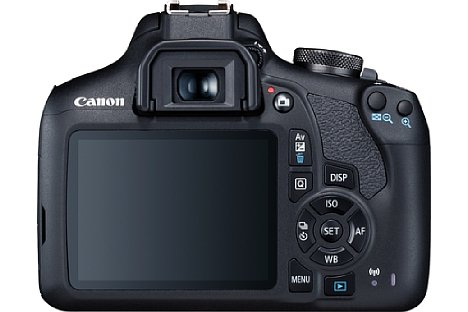 Bild Die Canon EOS 2000D verfügt über den größeren 7,5-Zentimeter-Bildschirm und besitzt bedruckte Tasten. [Foto: Canon]