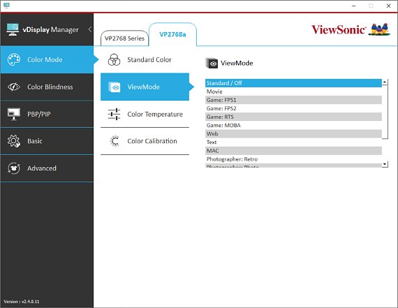 Bild Im ViewSonic vDisplay Manager können alle Einstellungen der angeschlossenen Monitore geändert und verwaltet werden. [Foto: MediaNord]