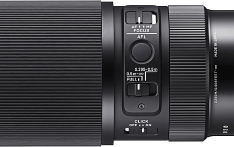 Bild Das Sigma 105 mm F2.8 DG DN Macro Art bietet zahlreiche Bedienelemente zur Kontrolle des Fokus und der Blende. [Foto: Sigma]