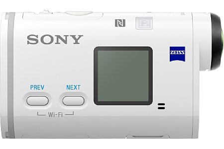 Ein großer 4K-Aufdruck an der Seite der Sony FDR-X1000V weißt auf deren hohe Video-Auflösung hin. [Foto: Sony]