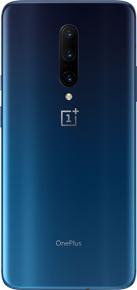 Bild Auf der Rückseite des OnePlus 7 Pro befinden sich drei Kameras plus ein Tiefensensor. Die hier gezeigte Farbvariante "Nebula Blue" sieht tatsächlich sehr edel aus. Der Farbverlauf der Glas-Rückseite geht von Nacht-Blau zu einem dezenten Jeans-Blau. [Foto: OnePlus]