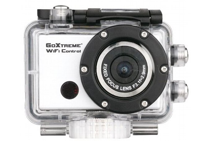 Bild Die Easypix GoXtreme WiFi Control Actioncam im 45-Meter-Unterwassergehäuse. [Foto: Easypix]