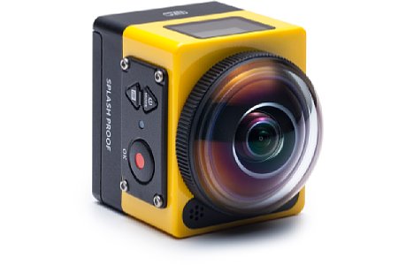 Genau drei Bedienelemente hat die Kodak Pixpro SP360: Ein/Aus-Taste und Modus-Wähler und Menü-Taste (beide gleichzeitig Pfeil-Tasten zur Menü-Bedienung) sowie Auslöser. [Foto: Kodak]
