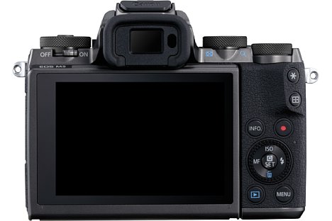 Bild Der rückwärtige Touchscreen der Canon EOS M5 lässt sich beim Blick durch den Sucher als AF-Touchpad benutzen und ersetzt damit den AF-Joystick. [Foto: Canon]