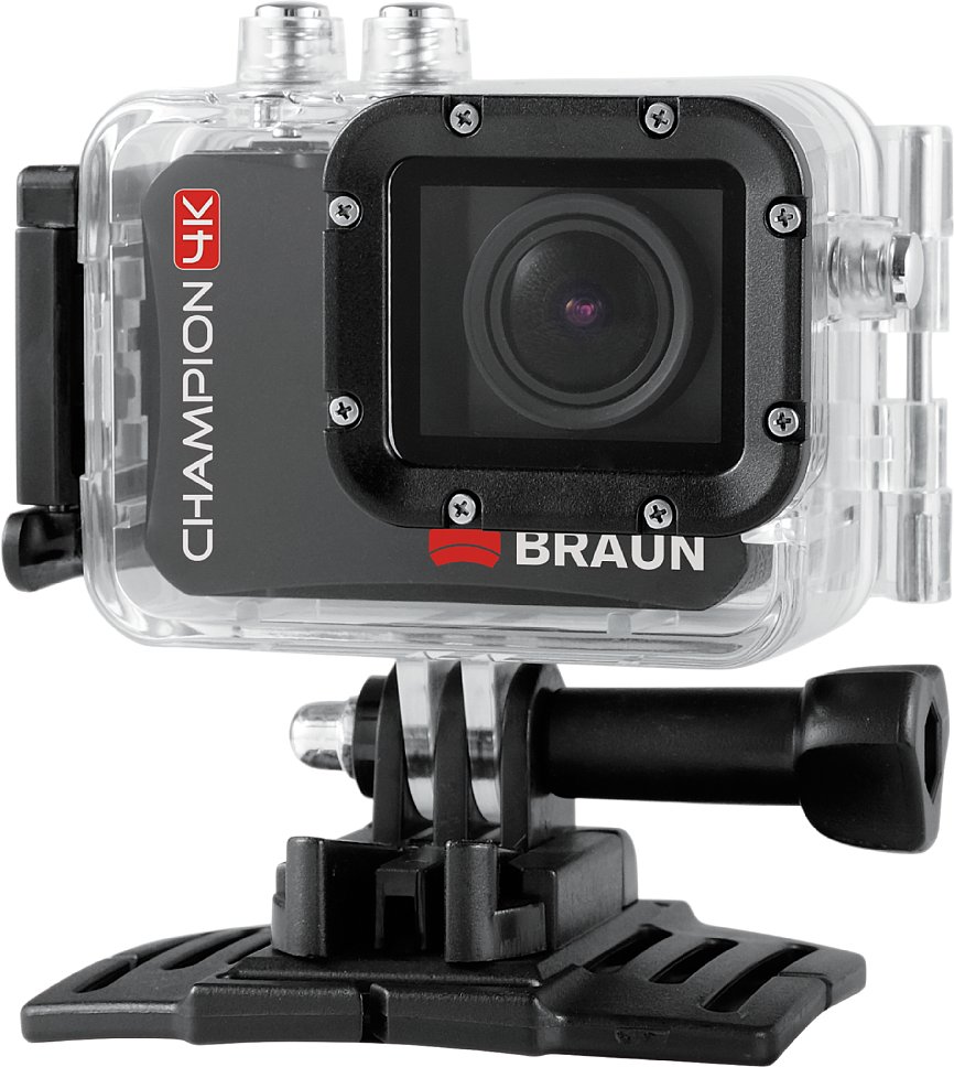 Bild Das Unterwassergehäuse der Braun Champion 4K hält bis zu 60 Meter Wasserdruck stand. Die Halterungen sind GoPro-kompatibel. [Foto: Braun]