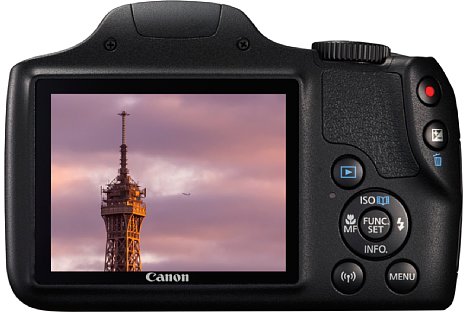 Bild Der 7,5-Zentimeter-Bildschirm der Canon PowerShot SX540 HS löst 461.000 Bildpunkte auf, einen Sucher hingegen bietet sie nicht. [Foto: Canon]
