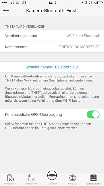 Bild Die Bluetooth-Option wird über die App per WiFi eingeschaltet und ermöglicht dann die stromsparende Fernbedieung ohne Live-Bild und eine kontinuierliche GPS-Übertragung. [Foto: MediaNord]