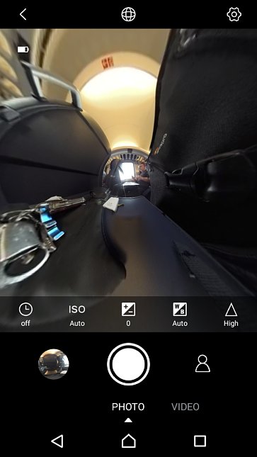Bild Screenshot der Smartphone-App (Android-Version), mit der die Yi 360 VR Kamera bedient wird. [Foto: Rainer Claaßen]