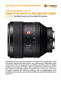 Sony FE 85 mm F1.4 GM (SEL85F14GM) mit Alpha 7R III Labortest, Seite 1 [Foto: MediaNord]