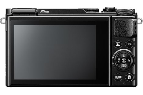 Bild 1,037 Millionen Bildpunkte löst der rückwärtige OLED-Touchscreen der Nikon DL18-50 f/1.8-2.8 auf. [Foto: Nikon]